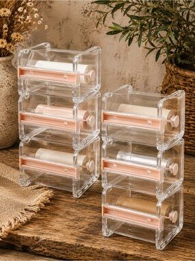 Acrylic Washi Tape Organizer Stackable Clear Desk Stackable Storage Bins